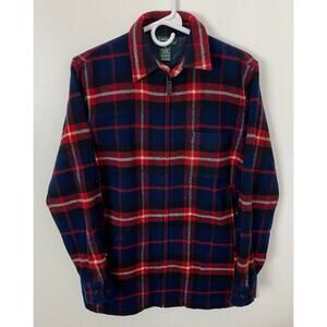 VTG Women Lauren Ralph Lauren pure wool plaid zip-up flannel shirt jacket, M